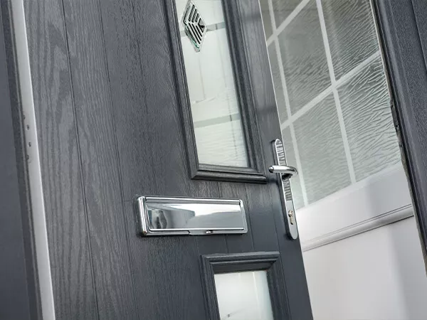 Composite Front Door Anthracite Grey Open