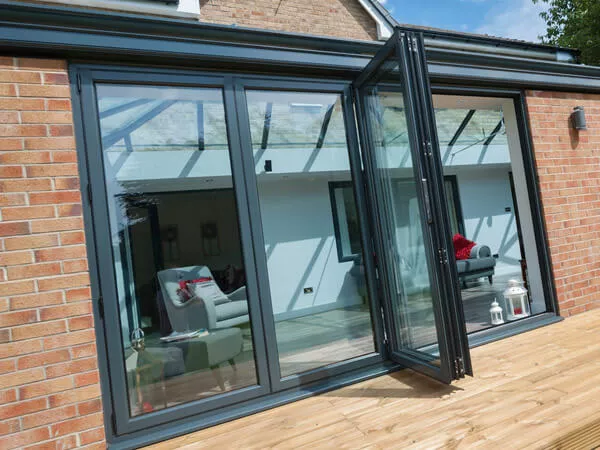 Grey bi-folding doors