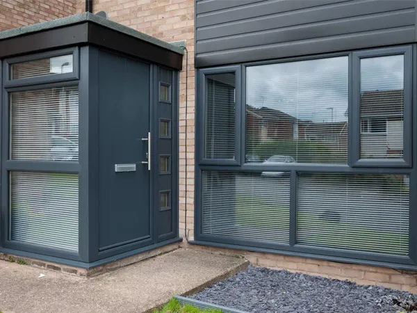 Grey floor-to-ceiling type windows