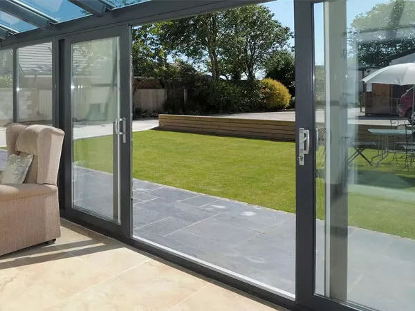 Grey patio doors