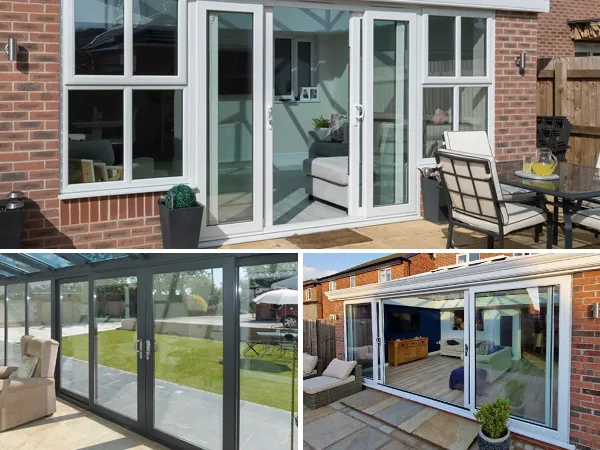 Three different sets of patio doors