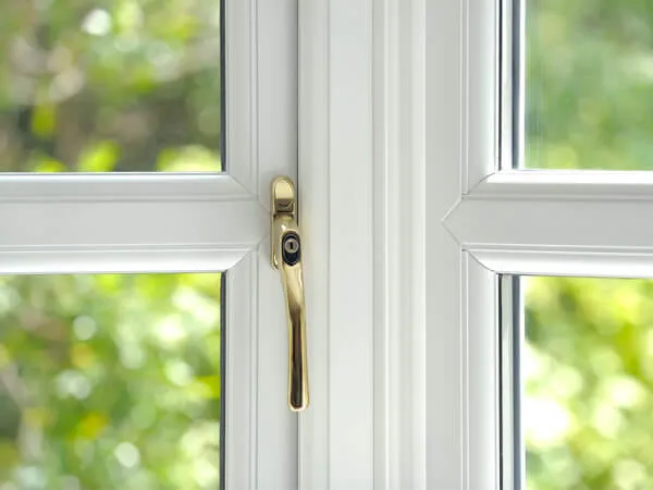 White UPVC Window with Gold Handle